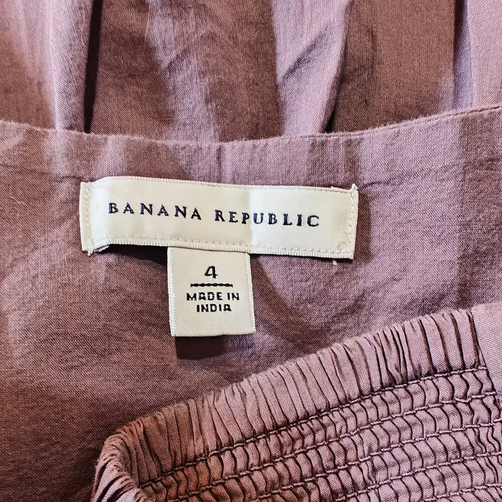 Banana Republic Mauve Cotton Mini Skirt Smocked Waist Boho Size 4